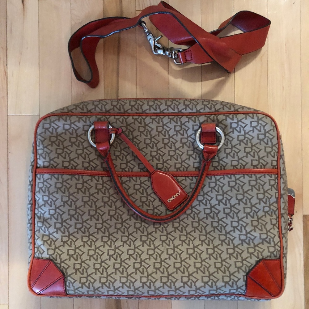 DKNY monogram laptop / crossbody / messenger bag